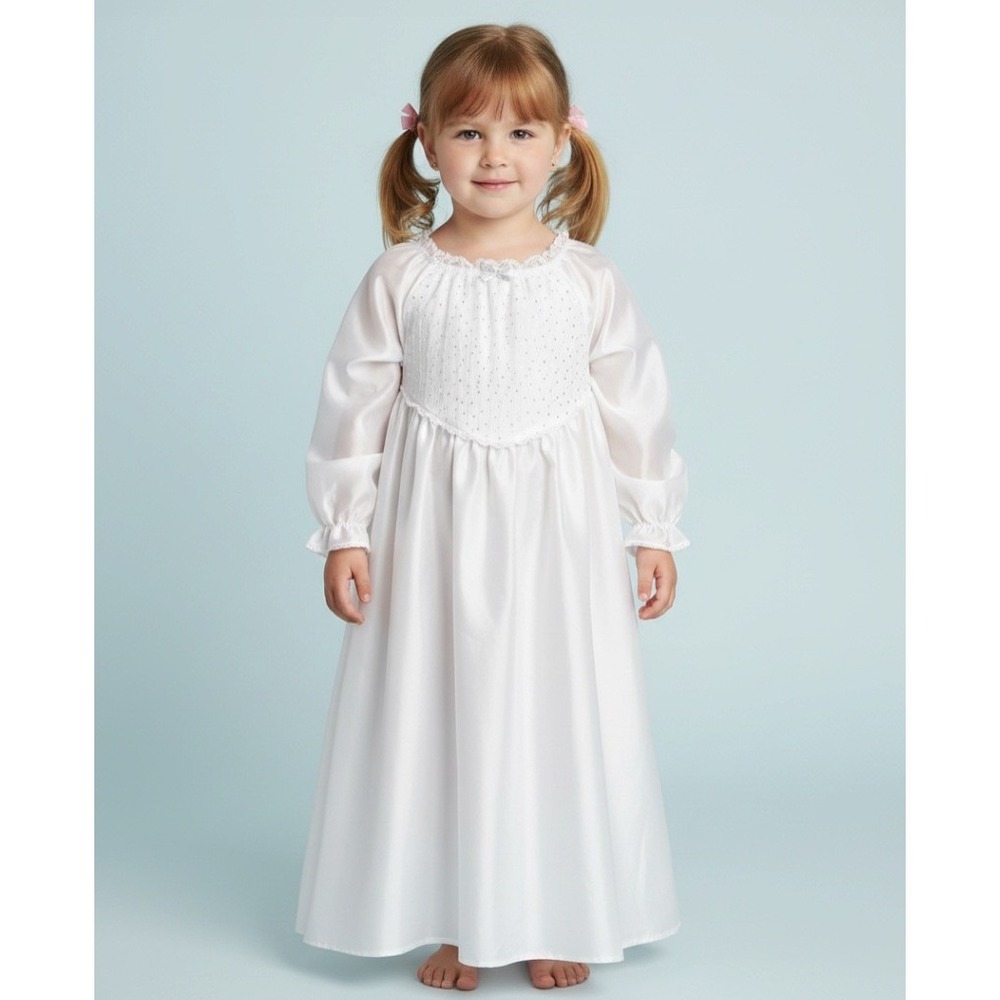 VTG Candlesticks Nightgown Gown WHITE w/SILVER SPARKLES Lace Trim FLAME RET. 4T
